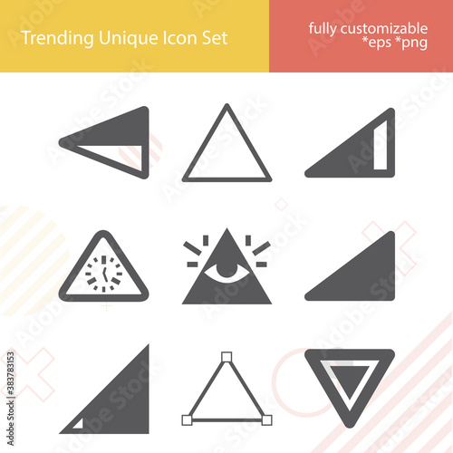 Simple set of drafting instrument related filled icons.