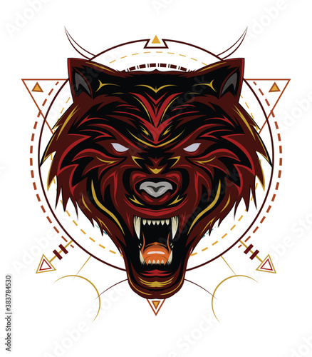 head wolve logo design template. vector angry wolf.