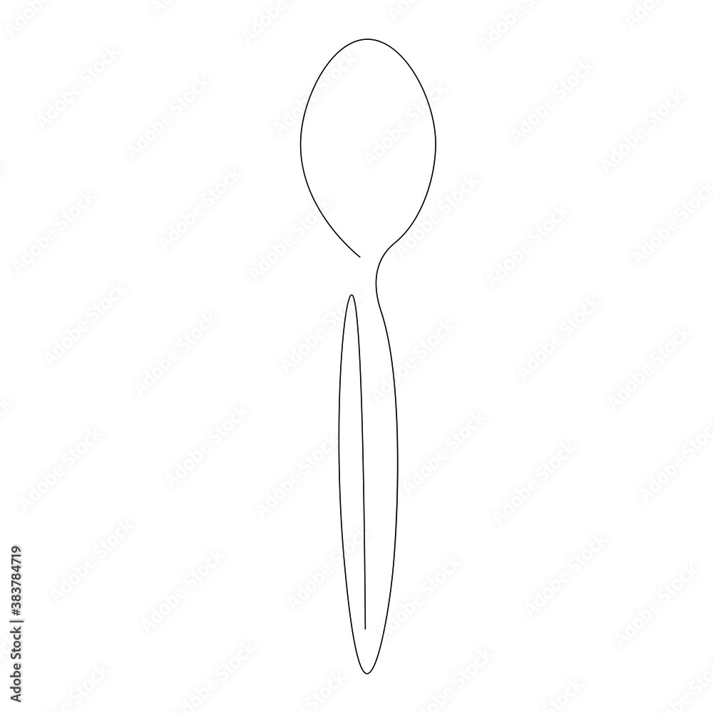 Spoon line drawing. Vector illustration Spoon line drawing. Vector illustration