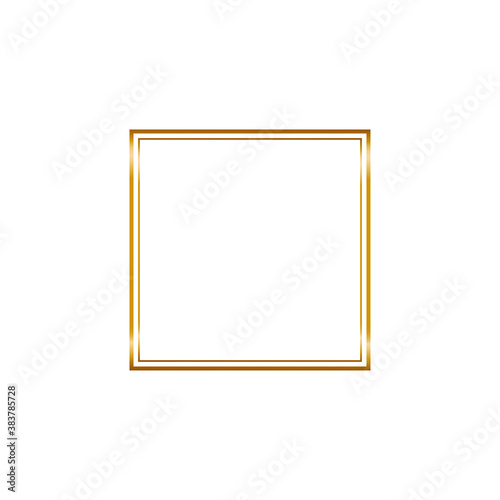 Light crystal effect for wedding invitation card. Golden frame in vintage style on white background. Line art elegant rhombus border for decorative design. Isolated vector illustration.