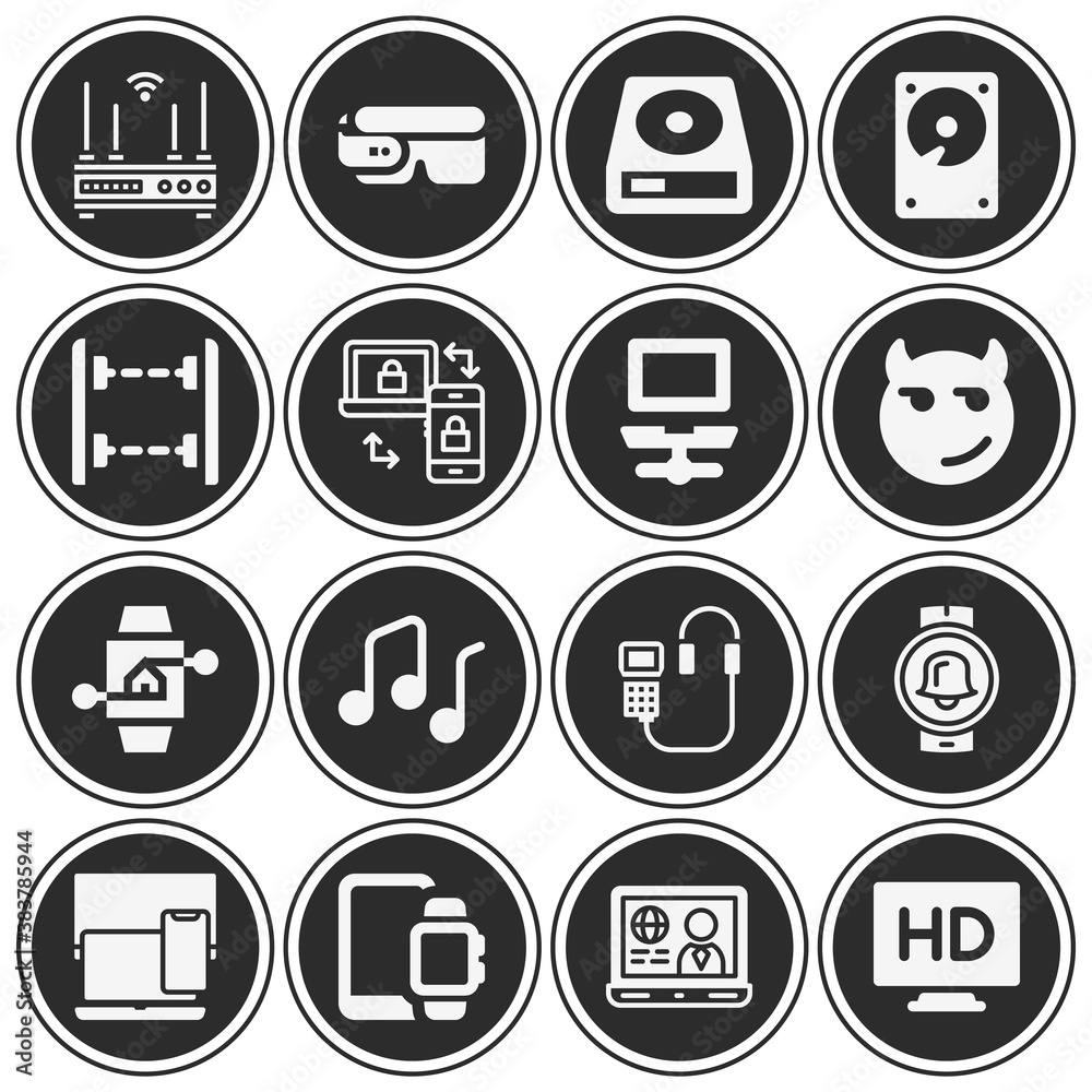 16 pack of devices  filled web icons set