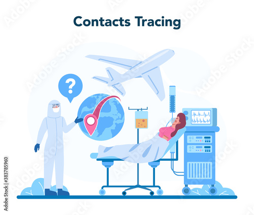 Professional infectionist. Covid-19 contact tracing system. Virus
