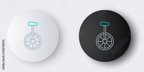 Line Unicycle or one wheel bicycle icon isolated on grey background. Monowheel bicycle. Colorful outline concept. Vector.