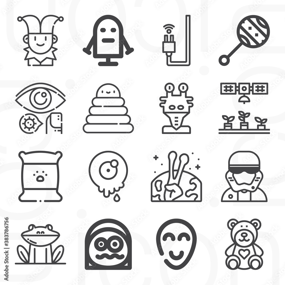16 pack of funny lineal web icons set 16 pack of funny lineal web icons set