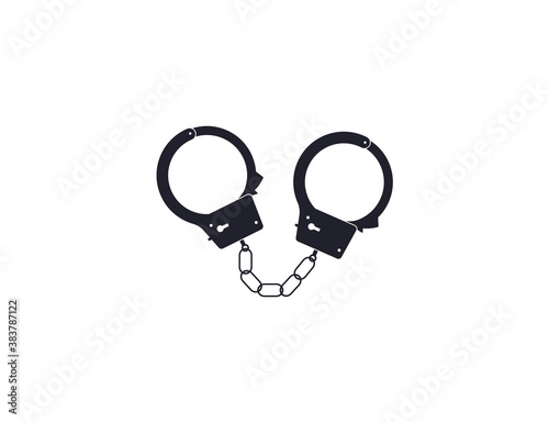 Handcuffs, arrest icon. Vector illustration, flat design.