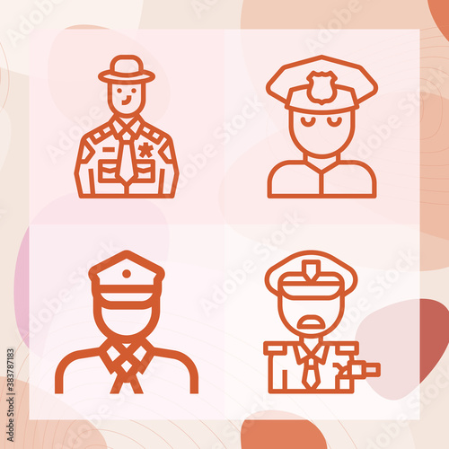 Simple set of sheriff related lineal icons