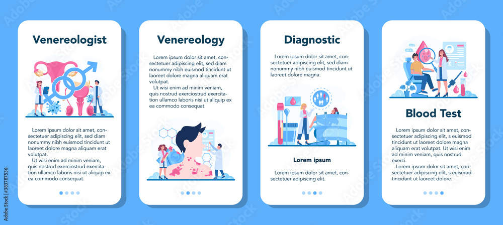 Venereologist mobile application banner set. Professional diagnostic