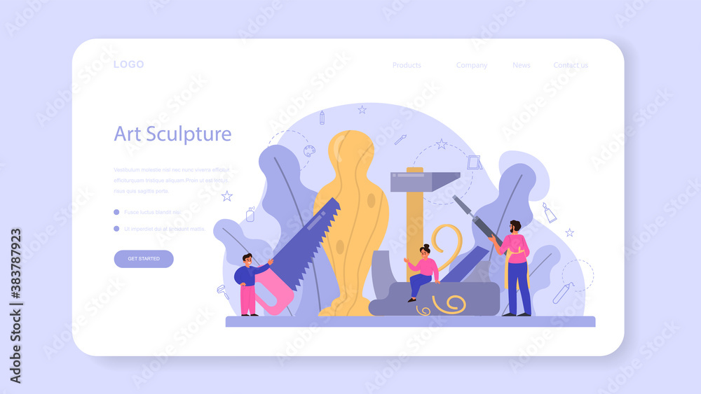 Art school education web banner or landing page. Student Art school education web banner or landing page. Student
