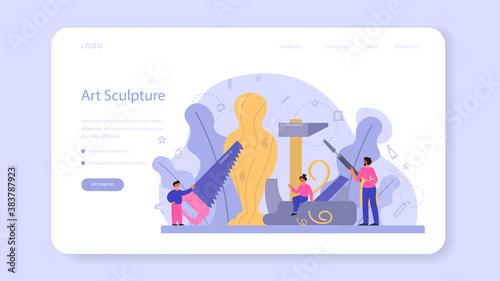 Art school education web banner or landing page. Student