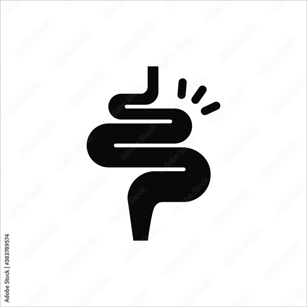 Intestines icon vector, digestion system symbol color editable