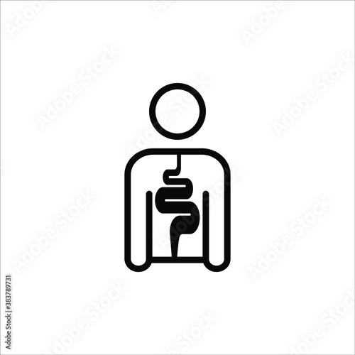 Intestines icon vector, digestion system symbol color editable