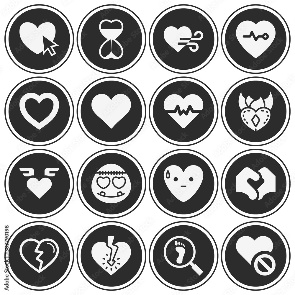 16 pack of cardiac muscle filled web icons set 16 pack of cardiac muscle filled web icons set