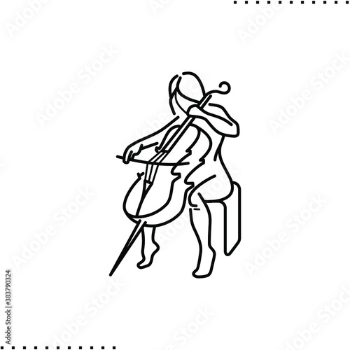 Contrabass player vector icon in outline