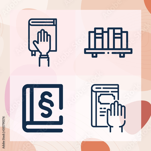 Simple set of law book related lineal icons