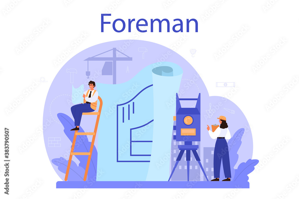 Foreman concept. Main engineer leading at construction site.