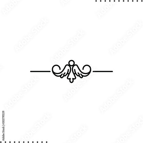 Abstract outline floral page decoration. Minimalistic flower Icon. Elegant tattoo design. Trendy Vector illustration. Black and white style. Simple design. 