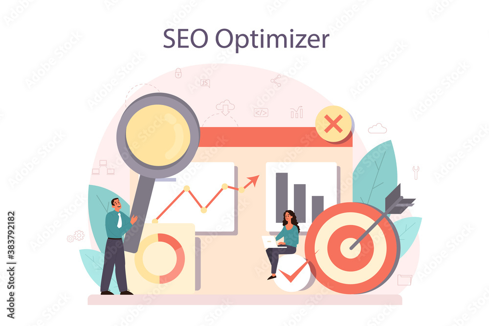 SEO optimizer concept. Idea of search engine optimization SEO optimizer concept. Idea of search engine optimization