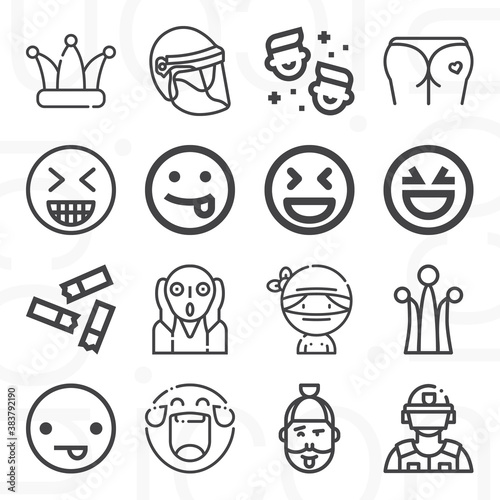 16 pack of joke  lineal web icons set