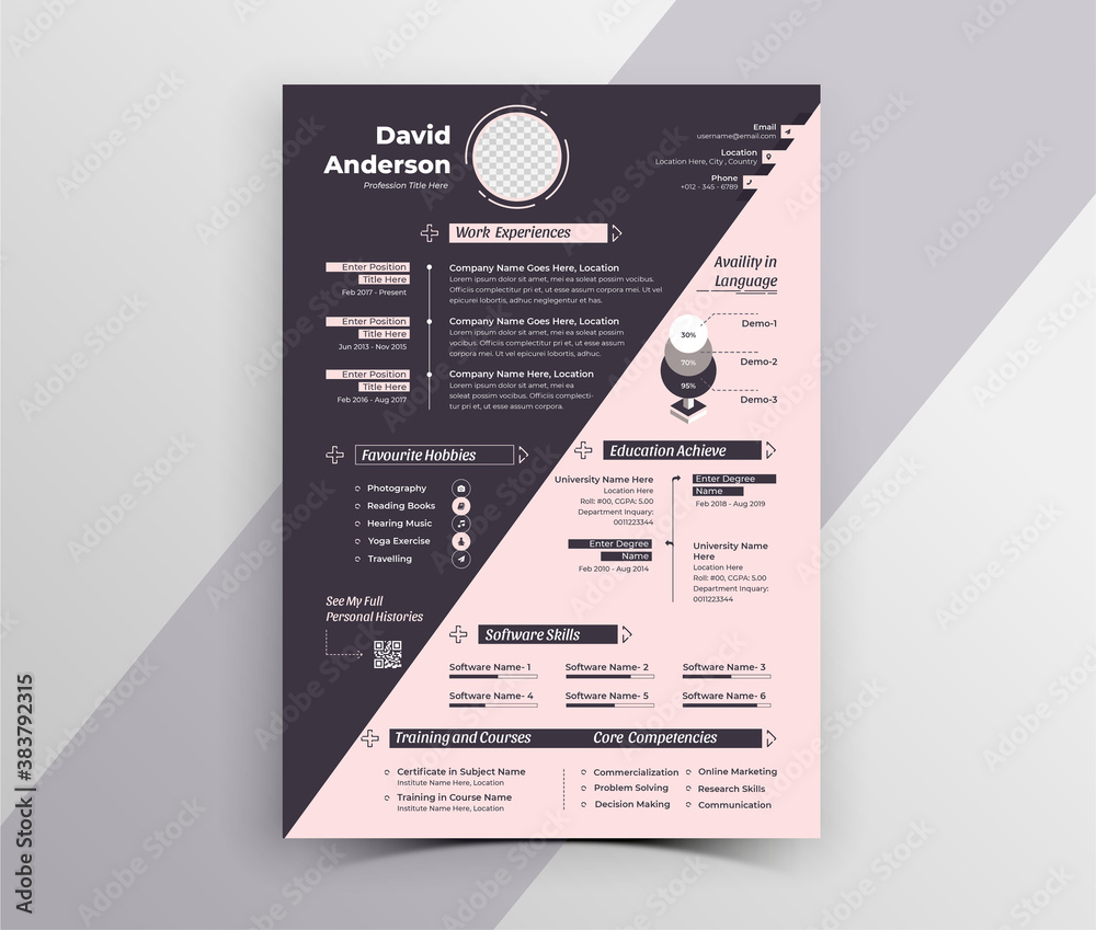 Modern Creative Resume Cv Template Design Stock Vector | Adobe Stock