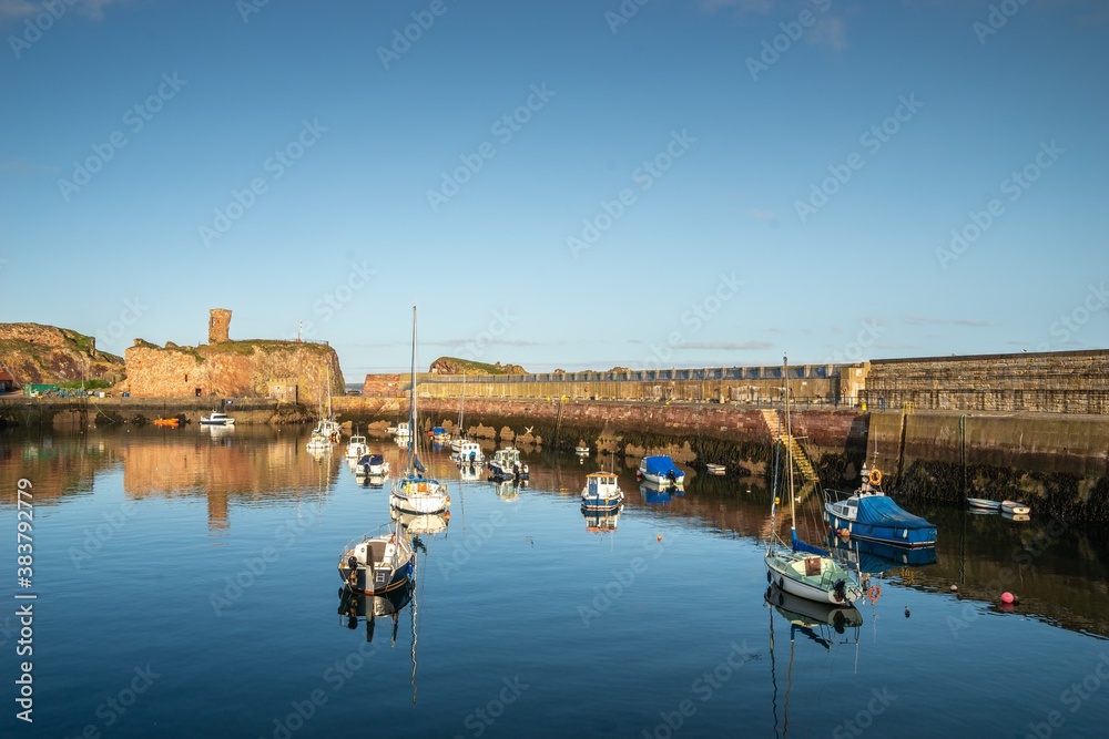 Boats in Harbour of Dunbar Scotland