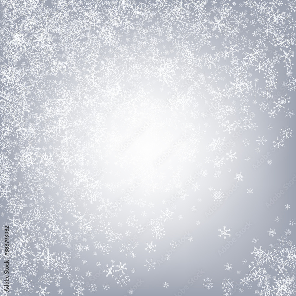 Gray Snow Vector Gray Background. magic Snowfall 