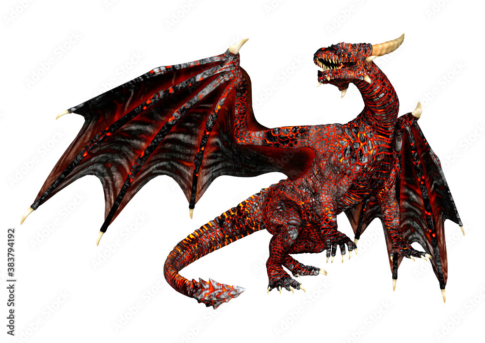 3D Rendering Fairy Tale Dragon on White 3D Rendering Fairy Tale Dragon on White
