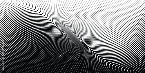 Abstract warped Diagonal Striped Background . Vector curved twisted slanting  waved lines texture 