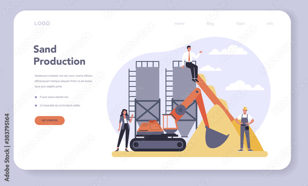 Constructin material production industry web banner or landing