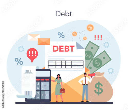 Debt collector concept. Pursuing payment of debt owed by person