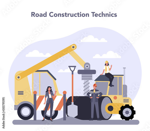 Construction and engineering industry. Road constraction technic.