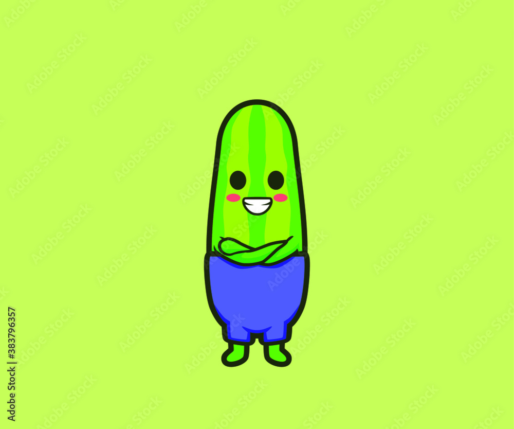 Cute cucumber cartoon character design vector illustration Cute cucumber cartoon character design vector illustration