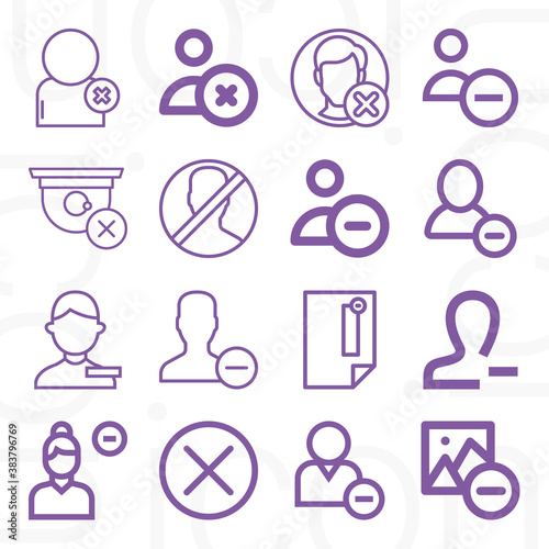 16 pack of unwanted  lineal web icons set