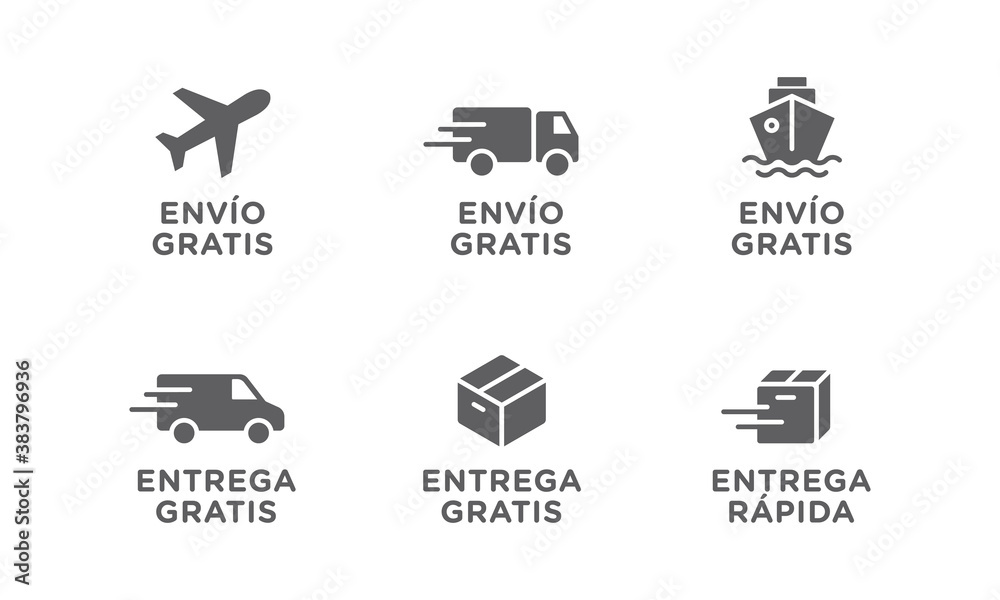 Conjunto de iconos de vector de envío, entrega gratis Conjunto de iconos de vector de envío, entrega gratis