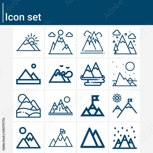 Simple set of highlands related lineal icons.