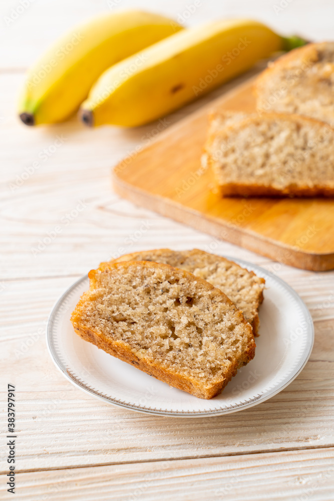 Homemade banana bread sliced Homemade banana bread sliced