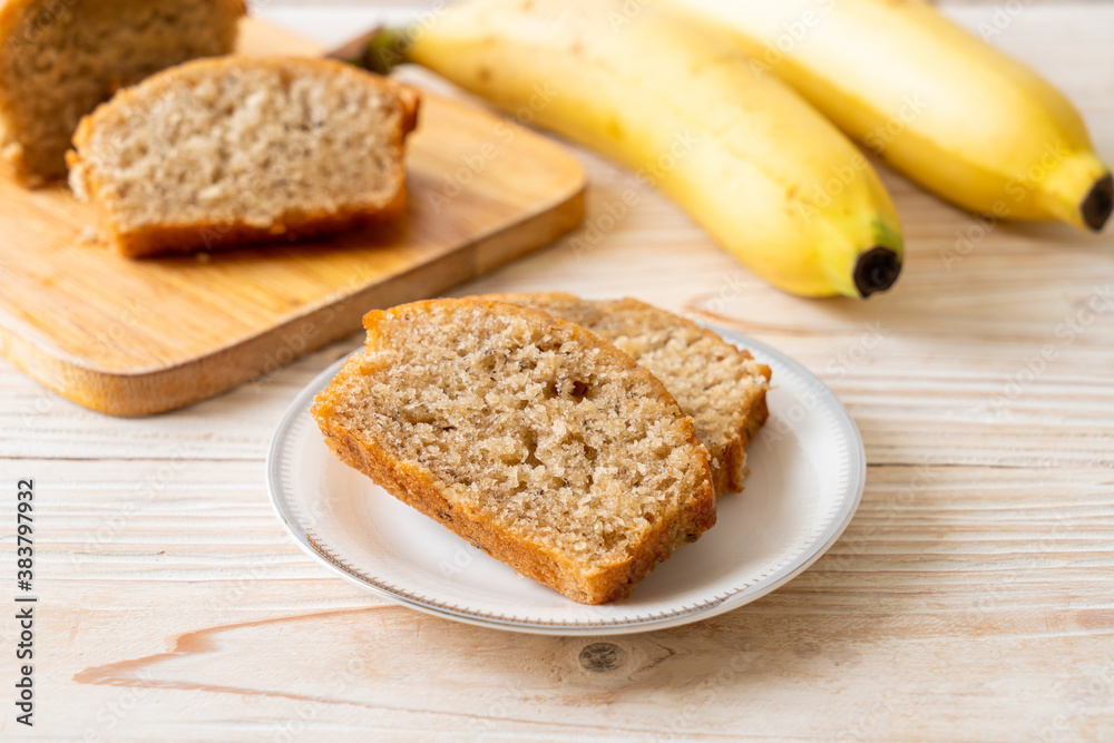 Homemade banana bread sliced Homemade banana bread sliced