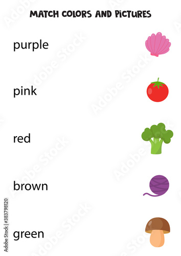 Match color and picture. Educational game for kids.