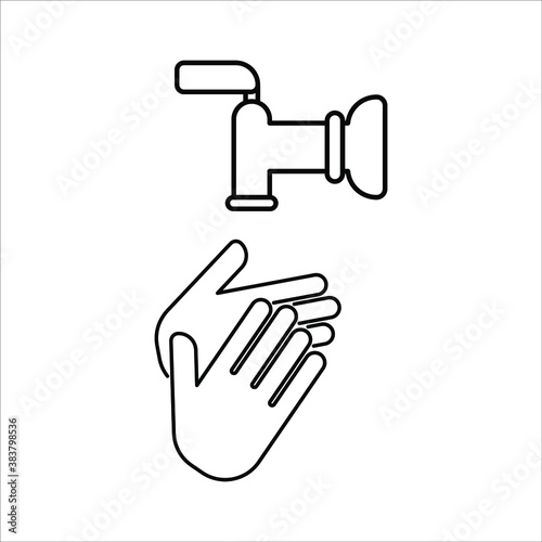 Washing hand with sanitizer liquid soap vector line icon. eps 10