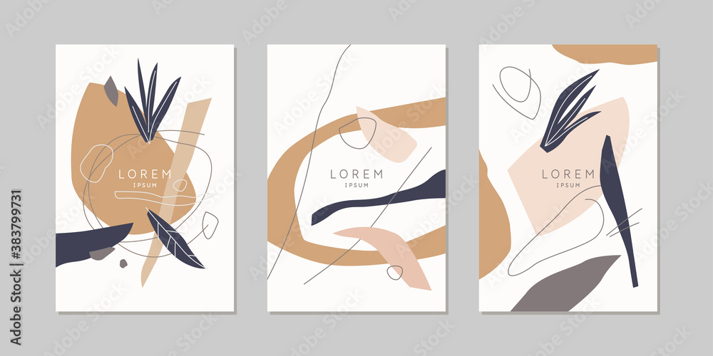 A set of posters. A composition with abstract elements in a popular style. Background for your design.