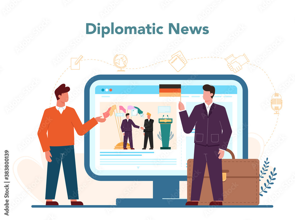 Diplomat profession online service or platform. Idea of international Diplomat profession online service or platform. Idea of international