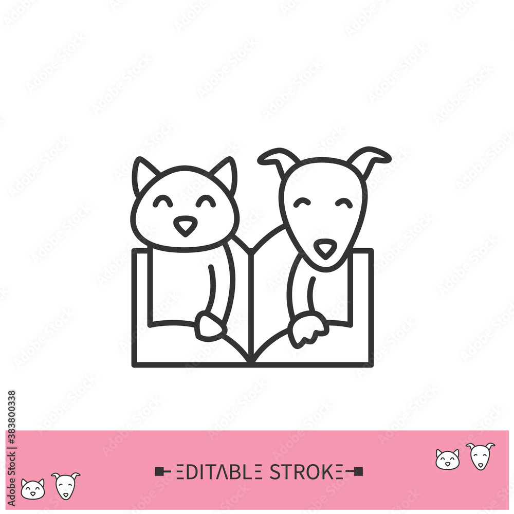 Animal book line icon. Domestic pets behavior and habits guide book. Animal training. Study of animals. Home pets life and pet owners community concept. Isolated vector illustration. Editable stroke Animal book line icon. Domestic pets behavior and habits guide book. Animal training. Study of animals. Home pets life and pet owners community concept. Isolated vector illustration. Editable stroke