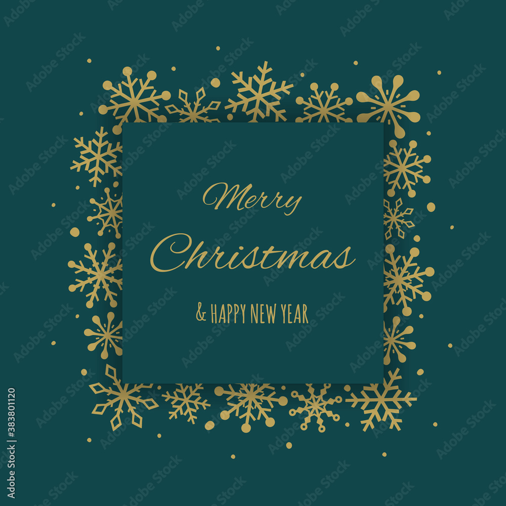 Concept of Christmas greeting card with snowflakes. Xmas background with wishes. Vector
