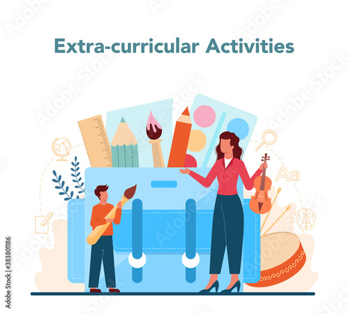 Teacher concept. Profesor planning curriculum, meeting parents.