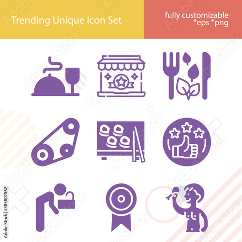 Simple set of intake related filled icons.