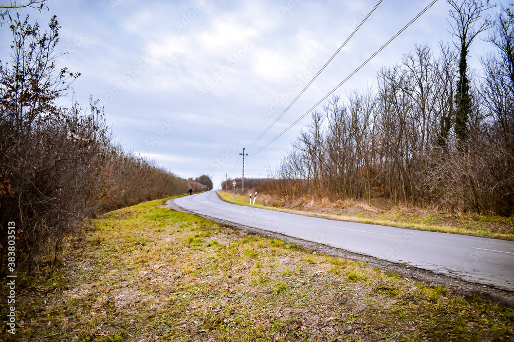 Winding country roads in autumn in Hungary