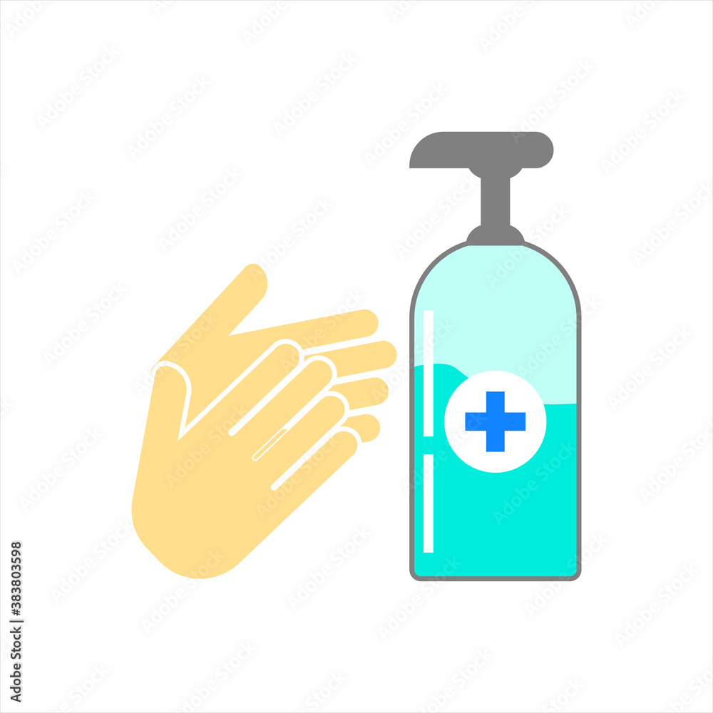 Washing hand with sanitizer liquid soap vector line icon. eps 10 Washing hand with sanitizer liquid soap vector line icon. eps 10