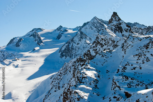 French Alps from Mont Vallon in Meribel Mottaret Les Trois Vallees 3 Valleys ski area France photo