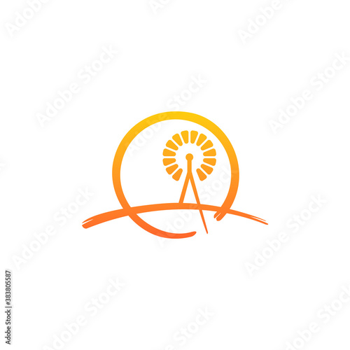 logo of a windmill with the sun as the background
