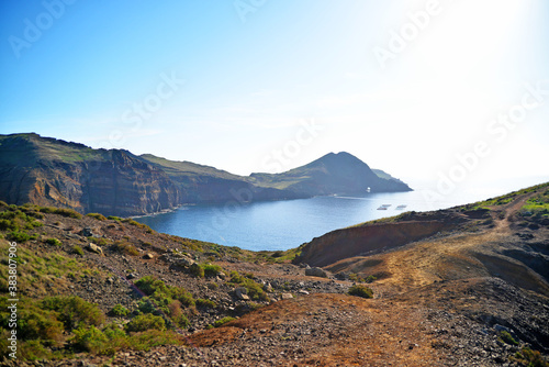 landscape with lake and mountains in Madeira