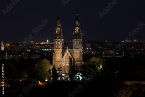 Night Prague, Visegrad, Peter and Paul Basilica © Shumperk